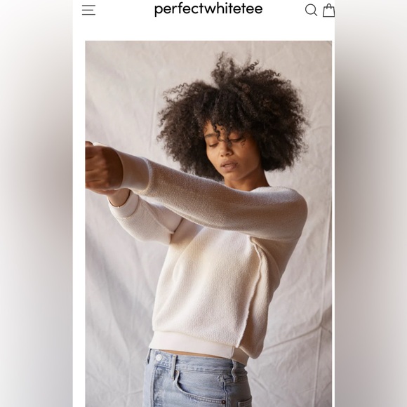 PerfectWhiteTee Ziggy Reverse Fleece Shrunken Crew Neck Sweatshirt , size S - Picture 4 of 9